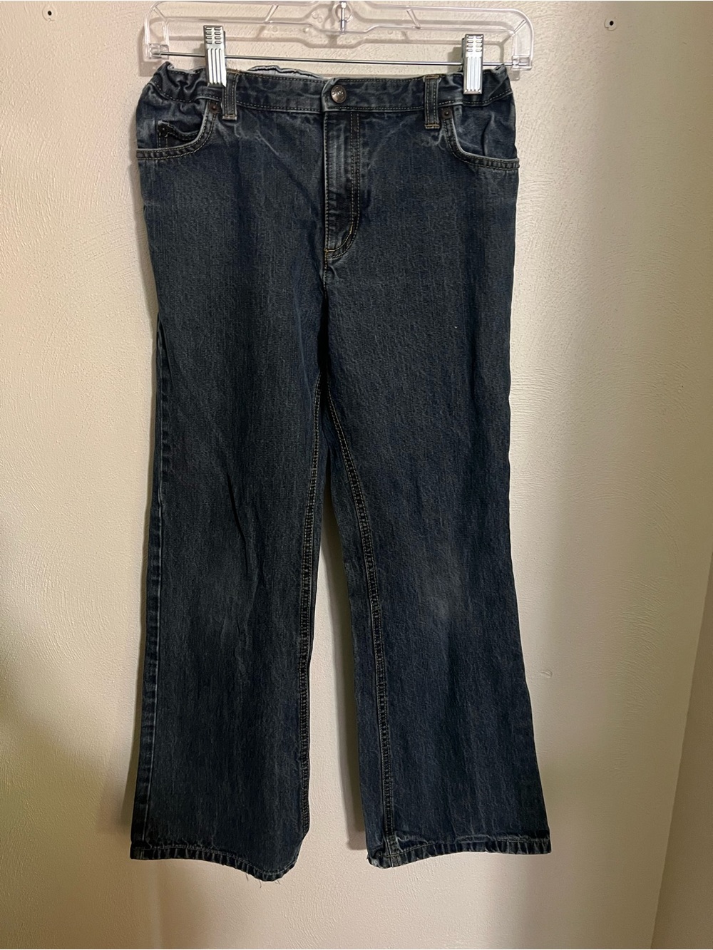 LAND'S END Classic Bootcut Adjustable Waist Dark Wash‎ Denim Jeans Boy's Size 12